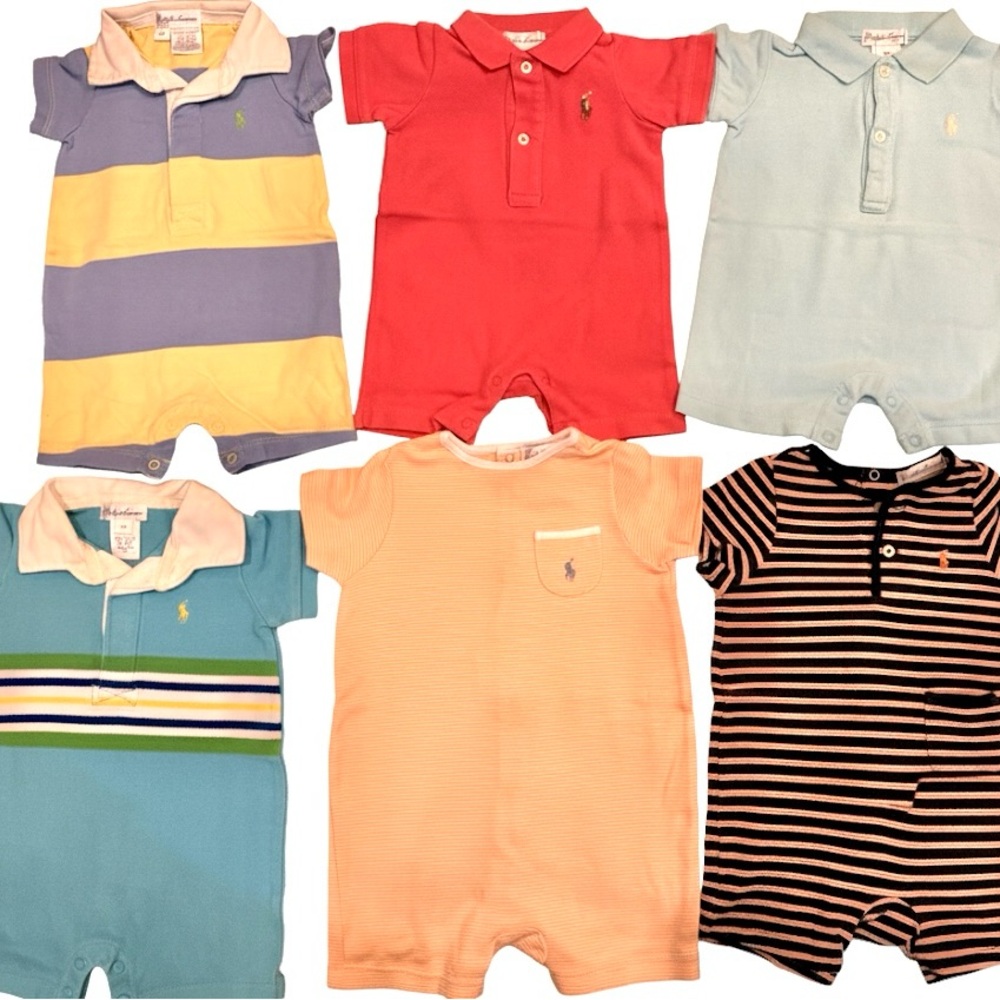 Ralph Lauren Colorful Baby Romper Collection (6 pieces)
